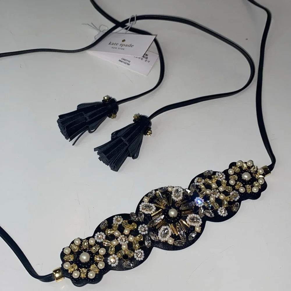 kate spade Belt: desert garden gemstone & leather headband choker or belt NWT - Picture 5 of 13